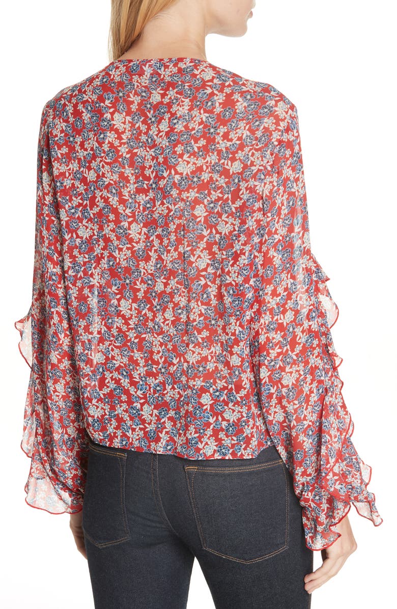 NICHOLAS Red Blossom Silk Blouse, Alternate, color,