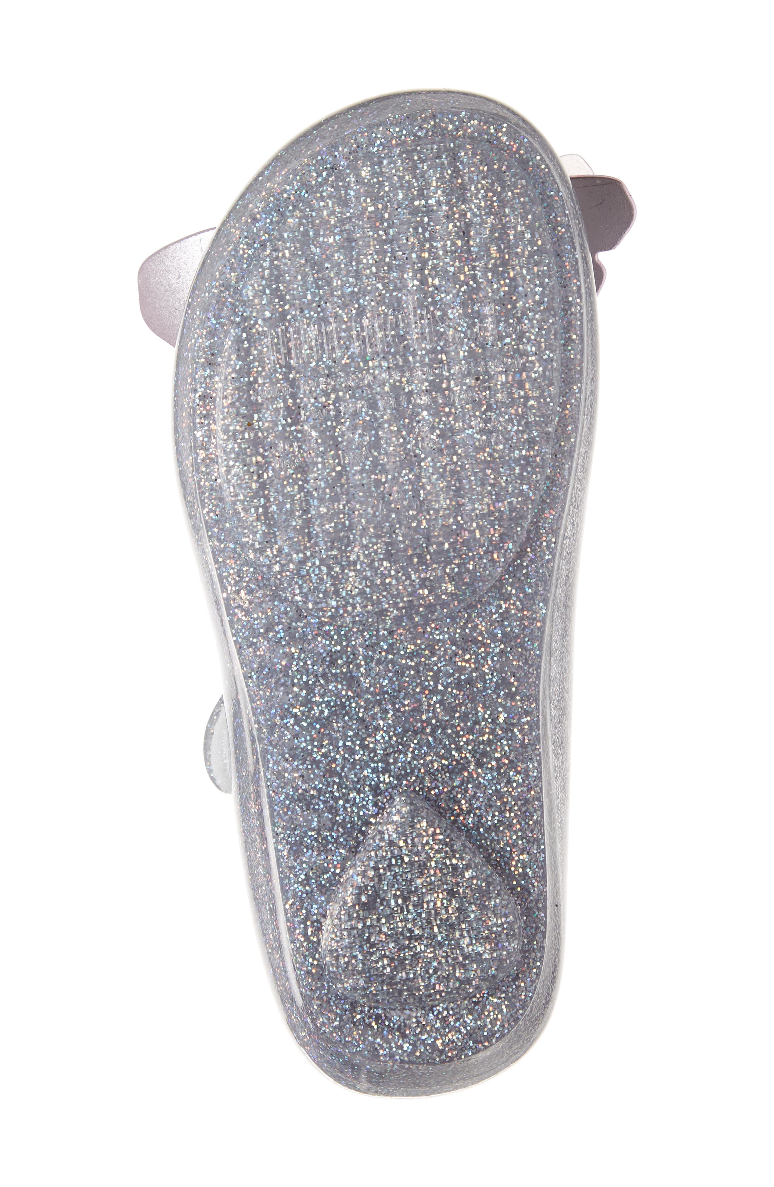 Mini Melissa Ultragirl Butterfly Mary Jane Flat, Alternate, color, Silver Glitter