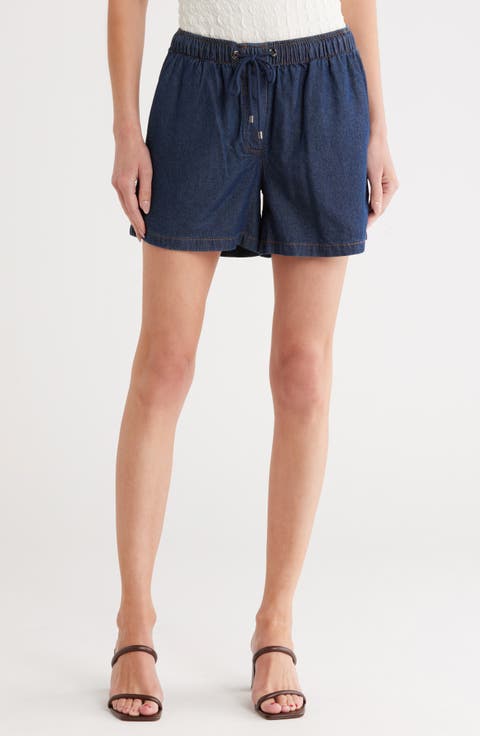 Drawstring Waist Denim Shorts