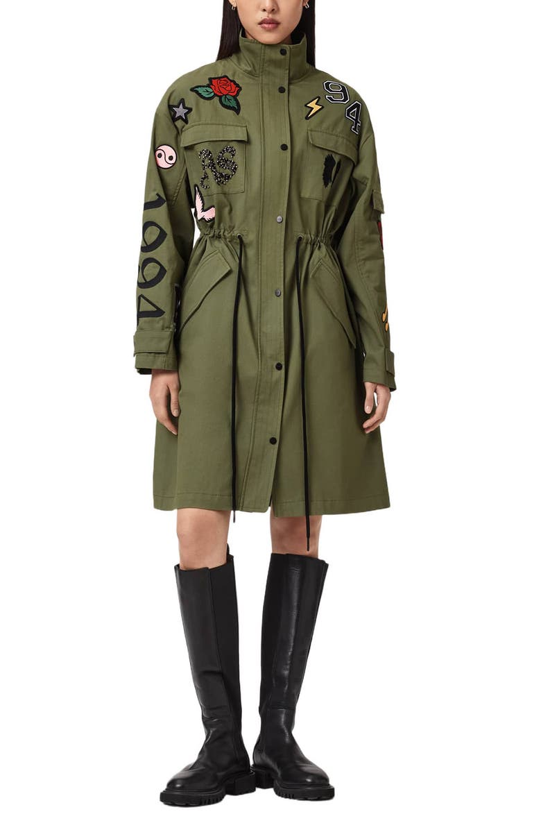 AllSaints Aria Patch Parka, Main, color, 