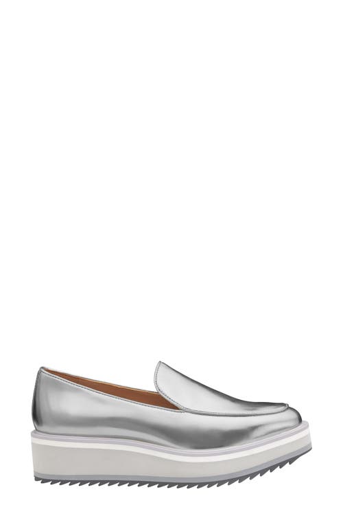 Johnston & Murphy Gracelyn Venetian Platform Loafer In Silver Italian Metallic