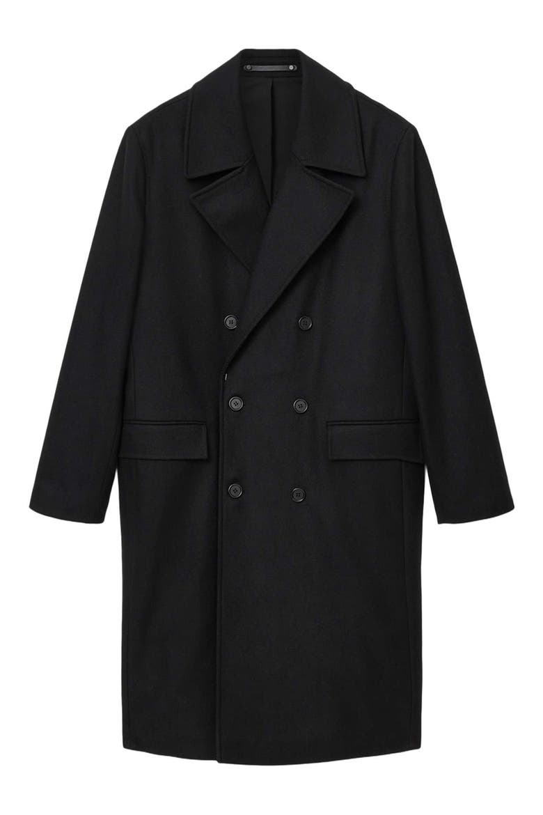 Curran Double Breasted Wool Blend Topcoat, Alternate, color, BLACK