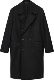 AllSaints Curran Double Breasted Wool Blend Topcoat