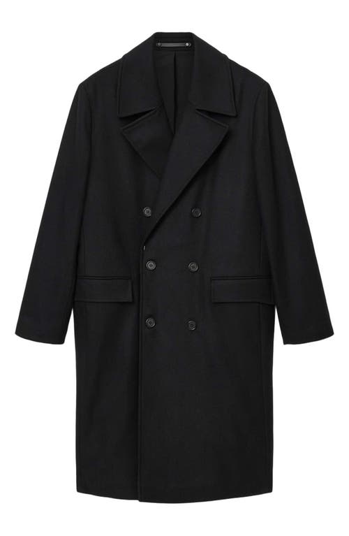 Allsaints Mens Black Curran Double-breasted Wool-blend Coat In Gray