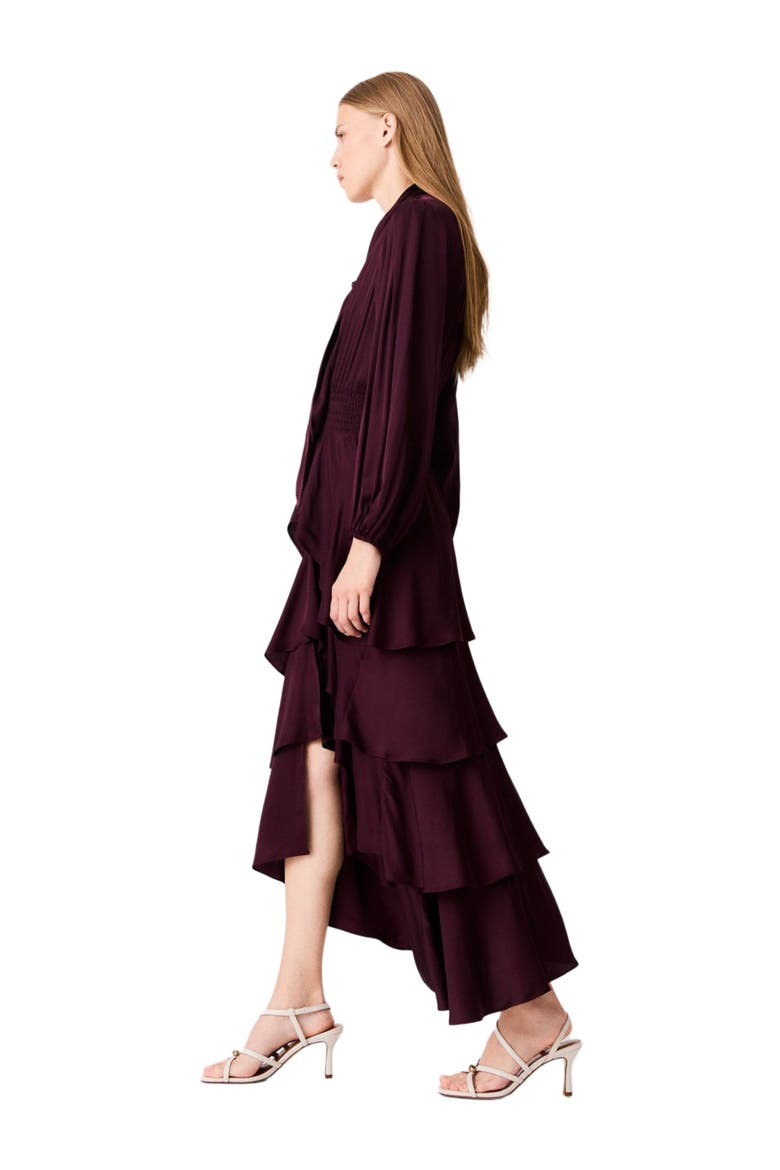 Ruffled maxi dress, Alternate, color, Burgundy