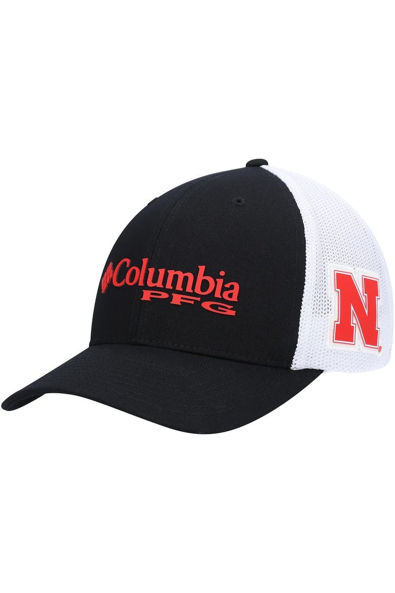 Men's Columbia Black Nebraska Huskers PFG Logo Snapback Hat, Main, color, Black