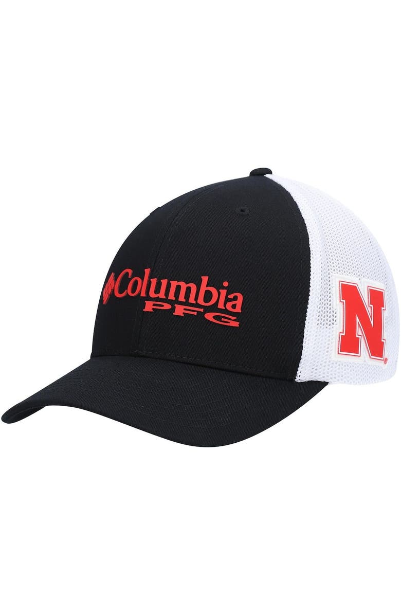 Columbia Men's Columbia Black Nebraska Huskers PFG Logo Snapback Hat, Main, color, Black