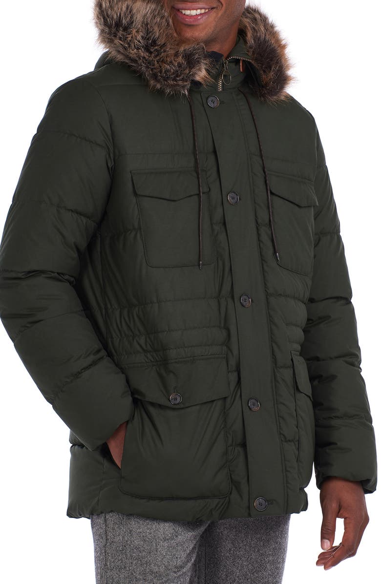 Barbour Sage Quilted Parka, Main, color, 