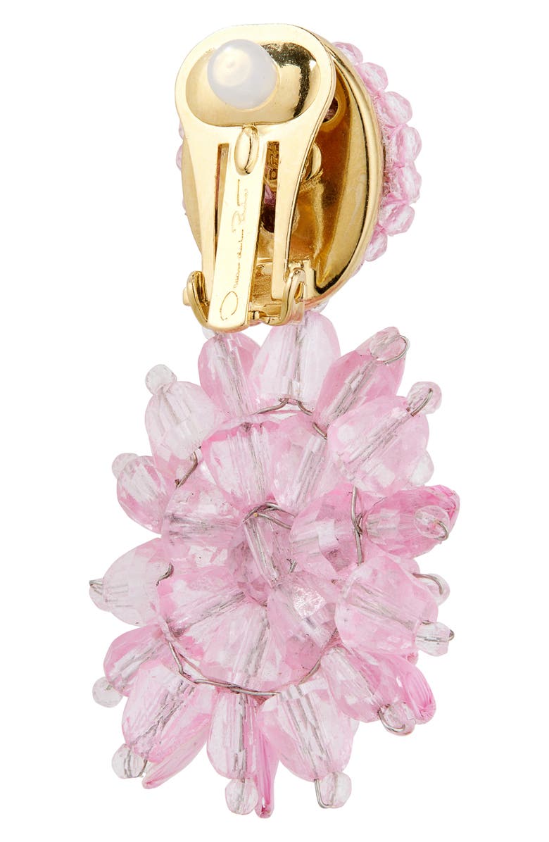 Oscar de la Renta Beaded Flower Clip-On Earrings, Alternate, color, Lily