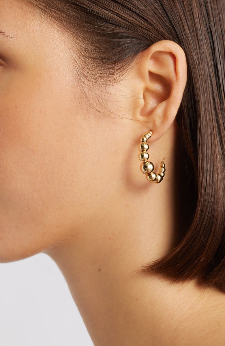 Kenneth Jay Lane Graduated Ball Hoop Earrings, Alternate, color, Gold