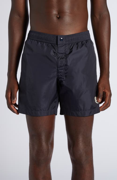 Moncler Mens Navy Logo-patch Relaxed-fit Swim Shorts Xl In Blue