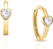 Tiny Blessings 14K Gold True Love Clear Heart Huggie Hoop Earrings