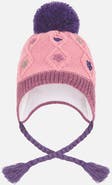 Deux par Deux Winter Peruvian Color Block Fleece-Lined Pompom Knit Hat