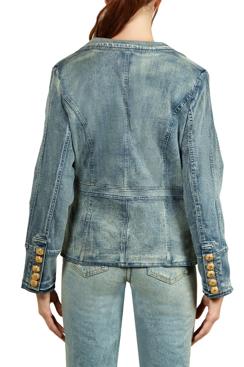 Double Breasted Denim Blazer, Alternate, color, MEDIUM BLUE