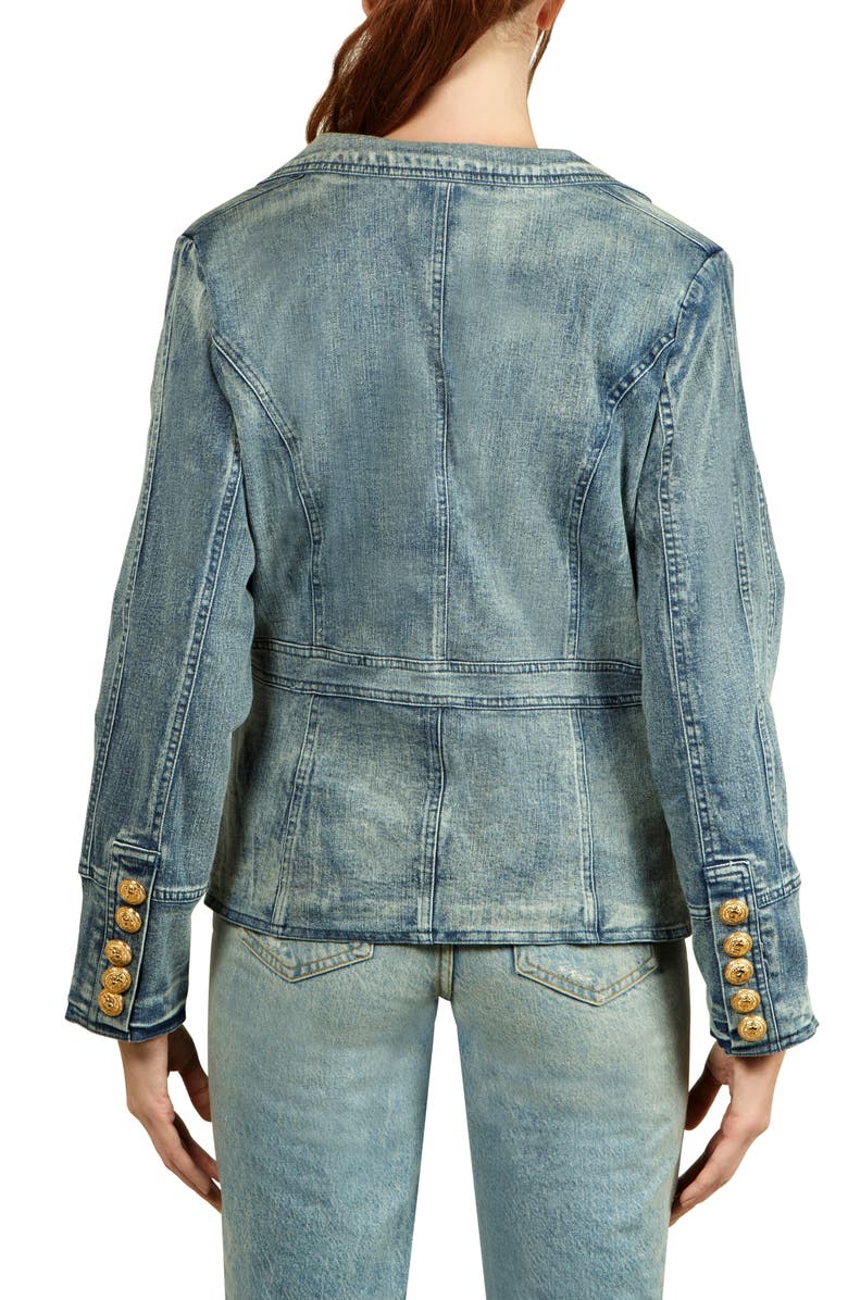 NIKKI LUND Double Breasted Denim Blazer, Alternate, color, Medium Blue
