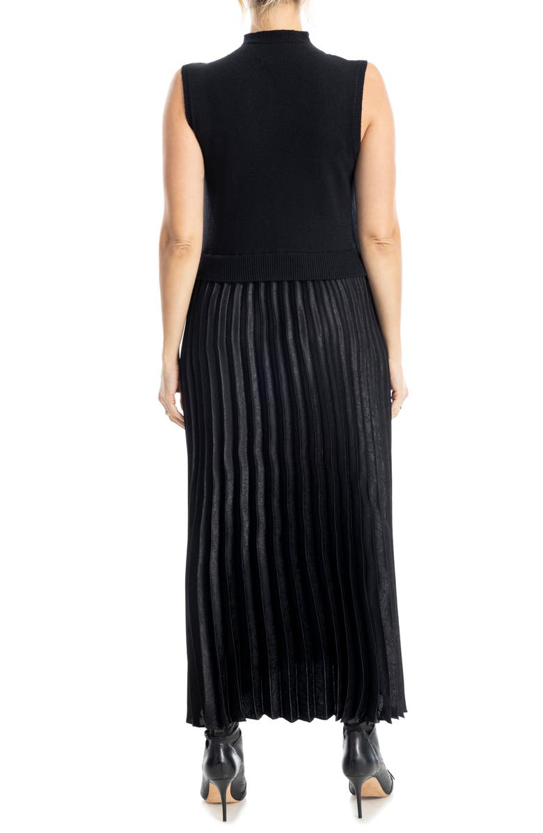 MAX STUDIO Mock Neck Sleeveless Twofer Dress, Alternate, color, Black