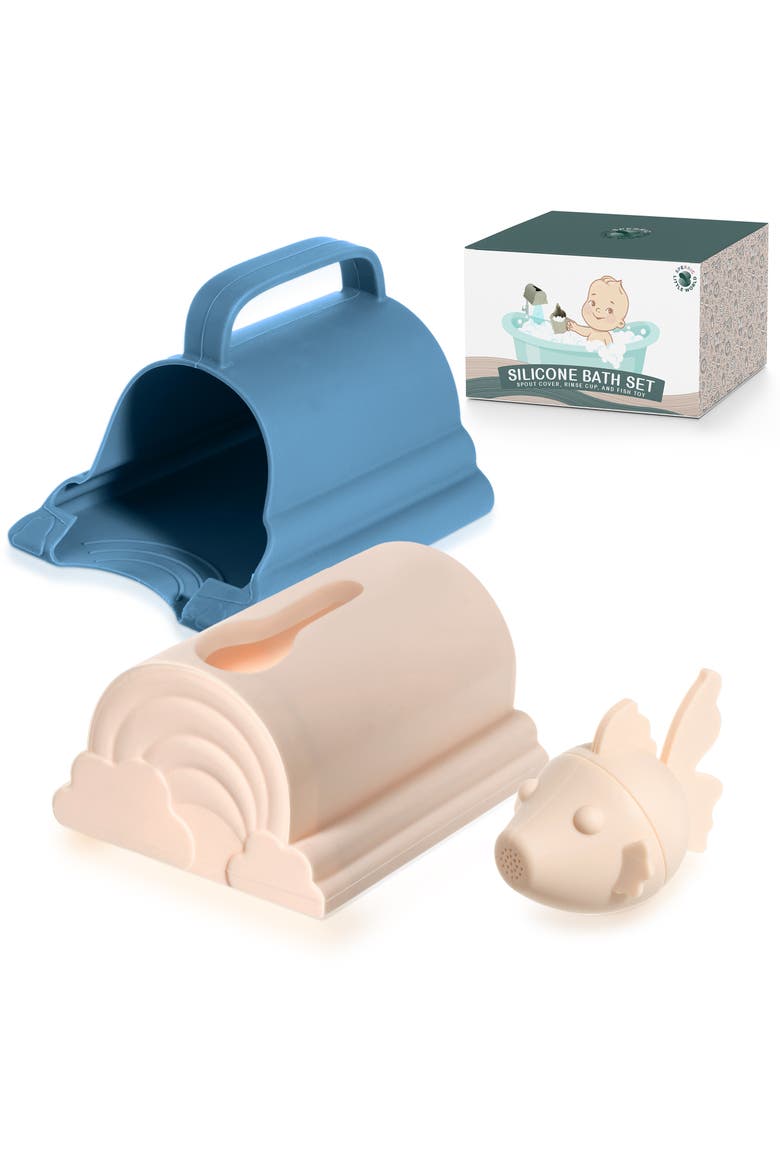 Bath Spout Cover & Baby Bath Rinse Cup Set, Main, color, Blue
