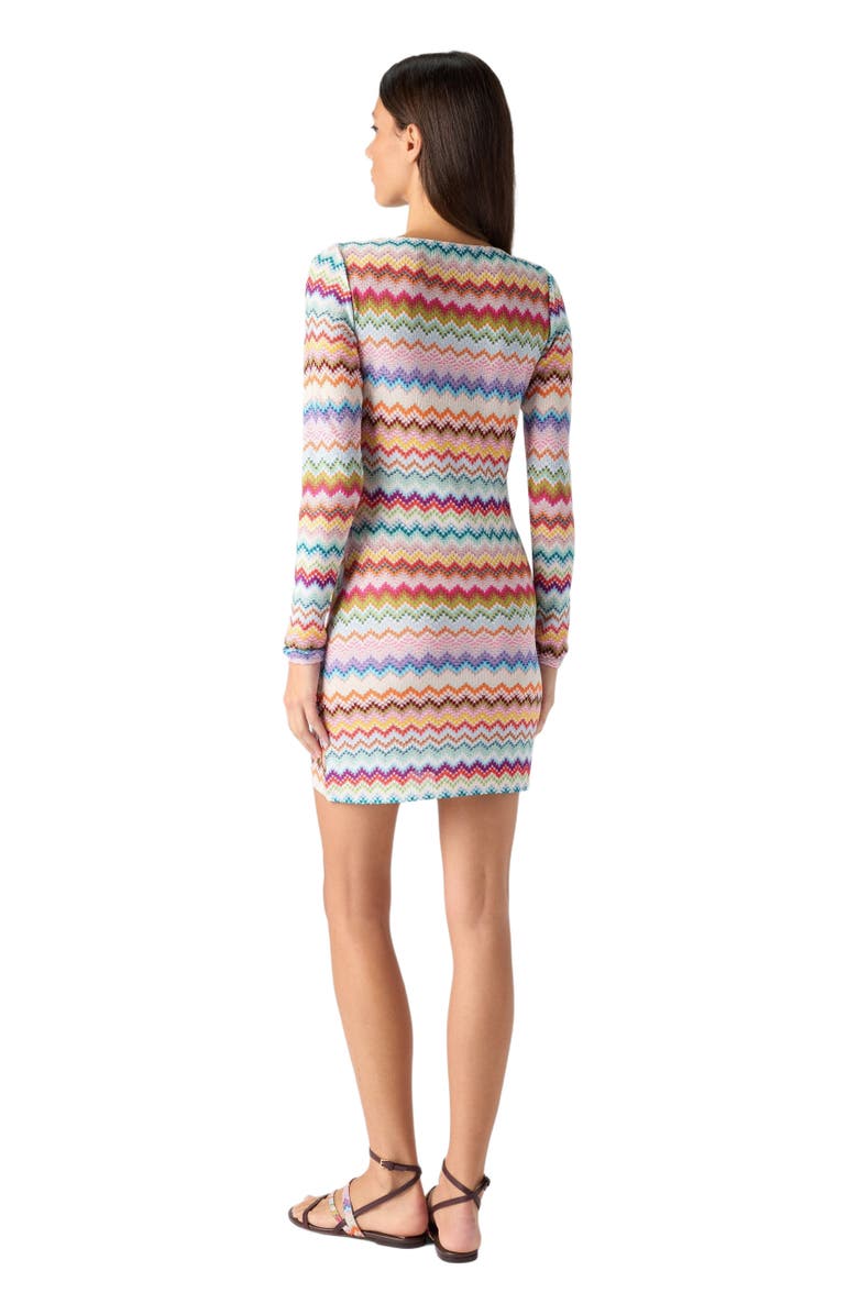 Missoni Viscose Lamé Mini Dress With Pixelated Zigzag Motif, Alternate, color, Multicoloured