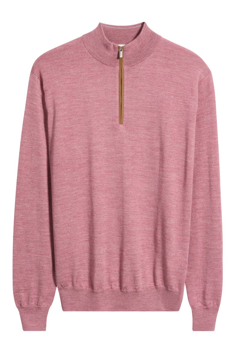 Autumn Crest Suede Trim Quarter Zip Sweater, Alternate, color, DUSTY ROSE