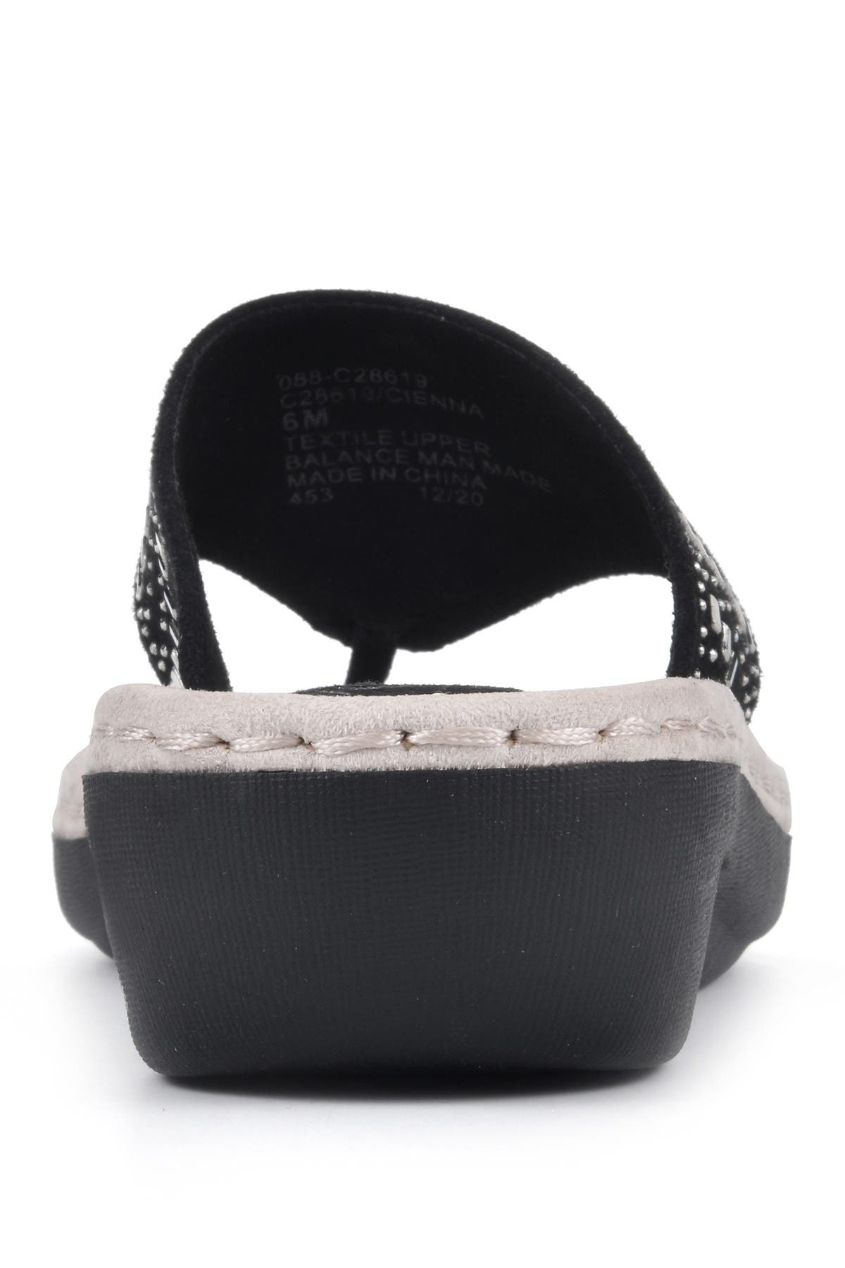 CLIFFS BY WHITE MOUNTAIN Cienna Thong Comfort Sandal, Alternate, color, Black/Fabric