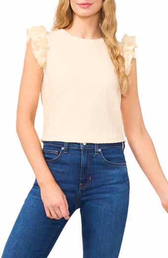 CeCe Ruffle Sleeve Textured Knit Top