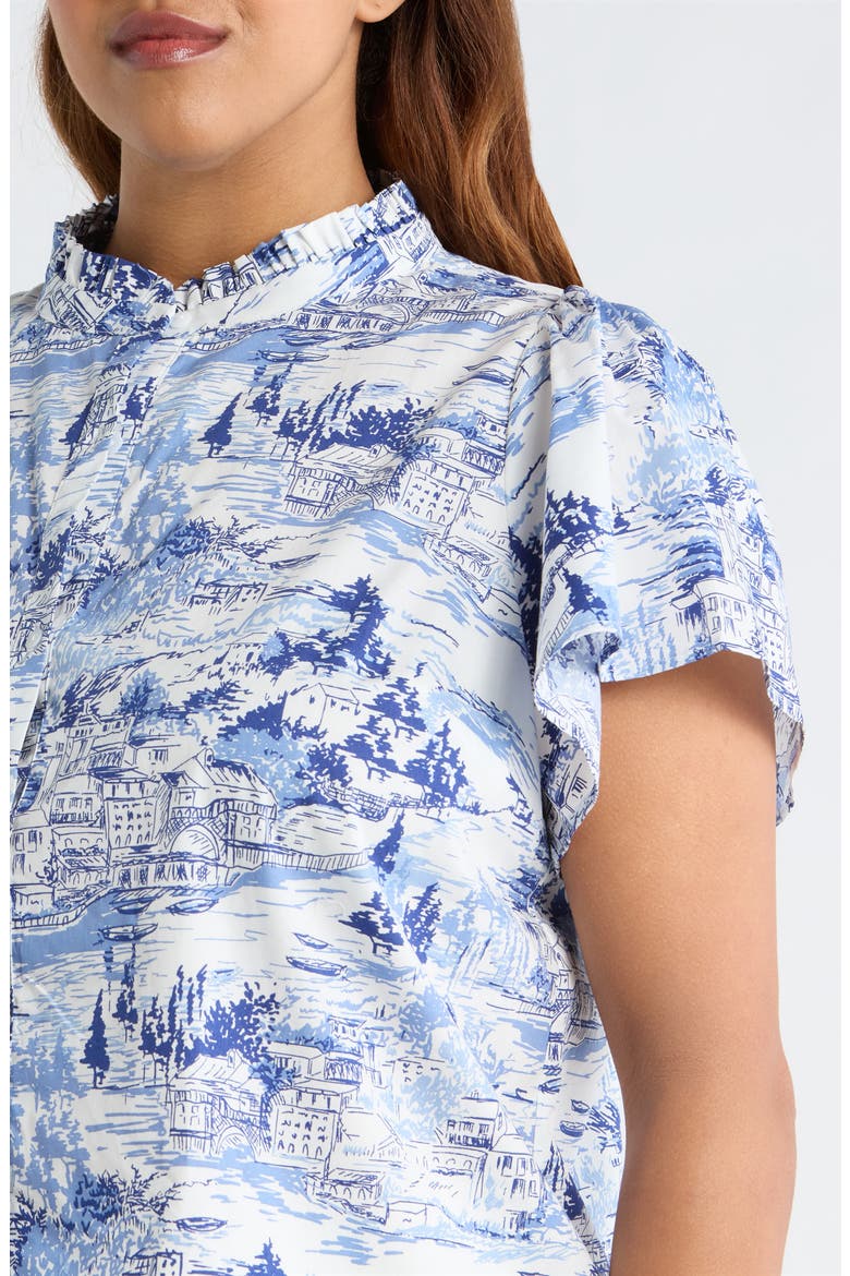 Kearny Floral Print Poplin Top, Alternate, color, WHITE BLUE