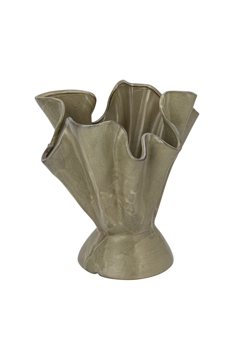 Storied Home Ruffled Vase, Main, color, Green