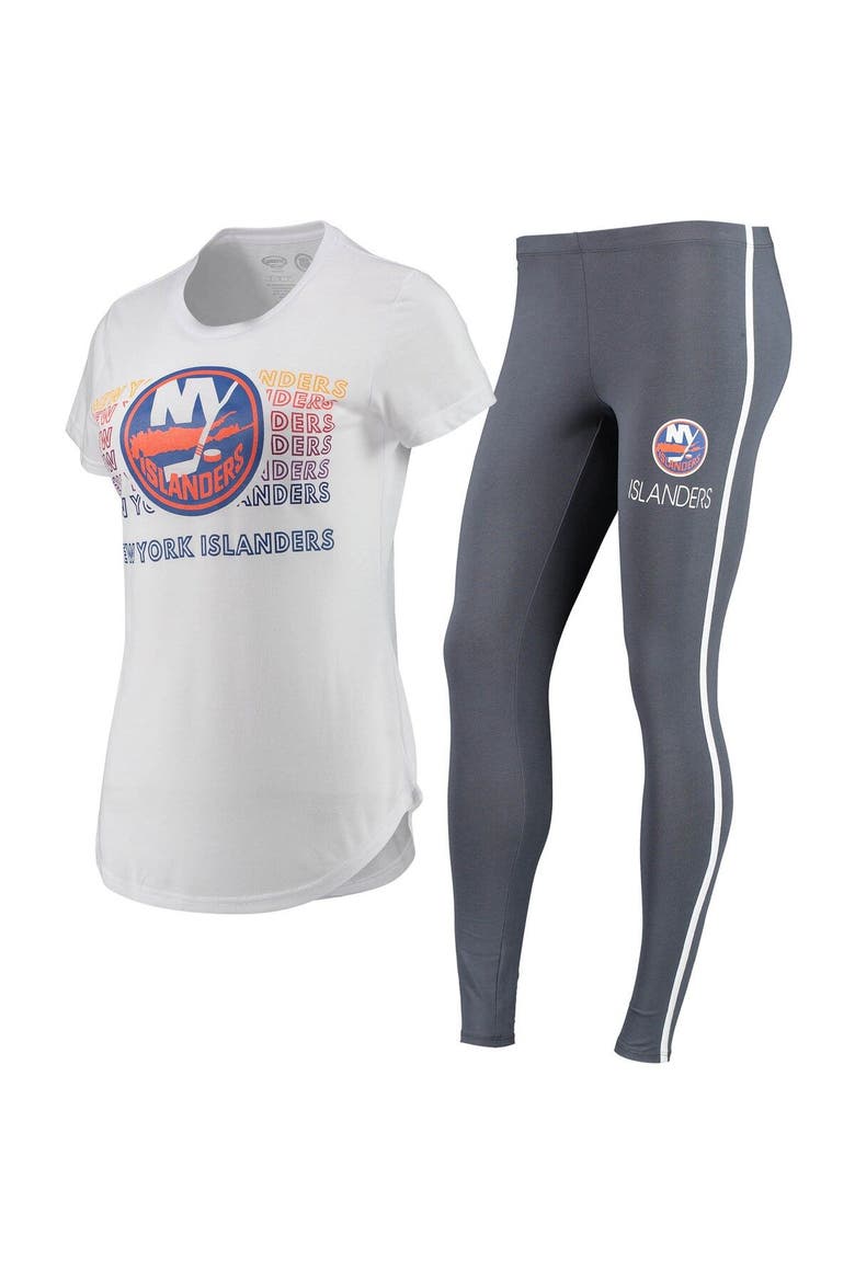 Women's Concepts Sport White/Charcoal New York Islanders Sonata T-Shirt & Leggings Set, Main, color, White