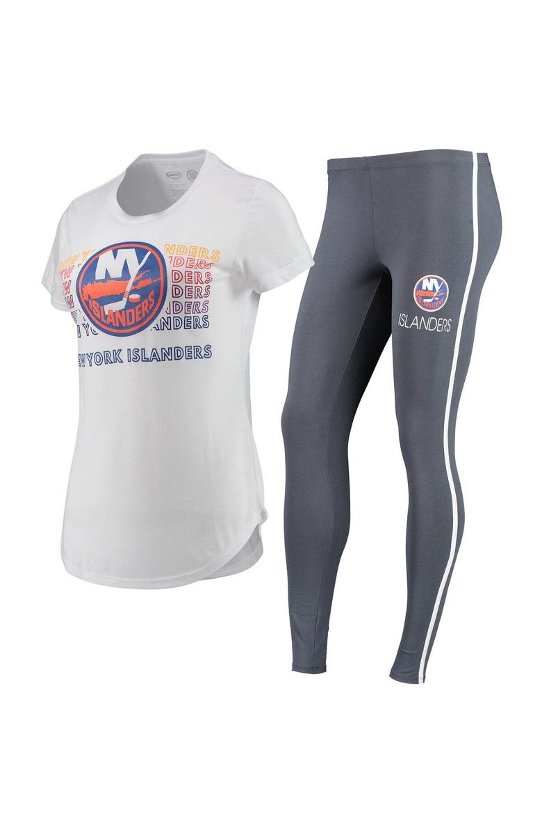 CONCEPTS SPORT Women's Concepts Sport White/Charcoal New York Islanders Sonata T-Shirt & Leggings Set, Main, color, 