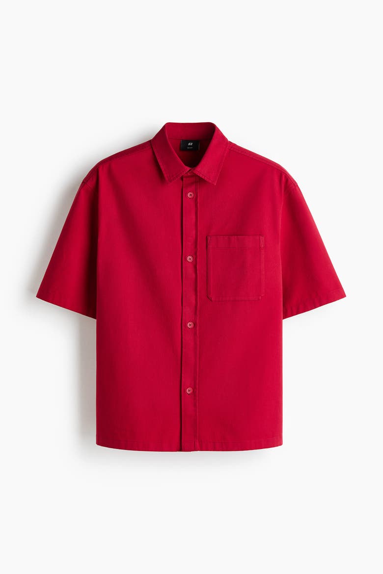 Relaxed-fit Embroidered-motif Cotton Shirt, Alternate, color, Red/Drive District