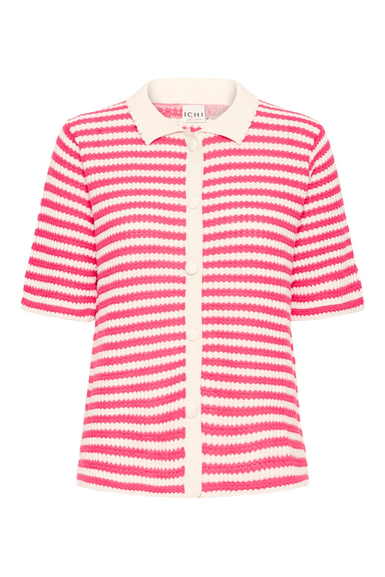 Button Front Knit Shirt, Alternate, color, AZALEA BIRCH STRIPE