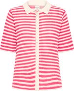ICHI Button Front Knit Shirt