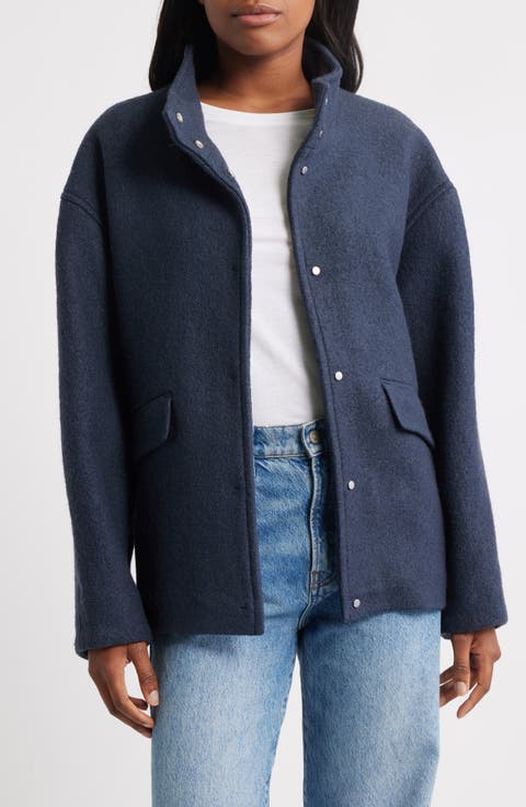 High Collar Wool Blend Jacket