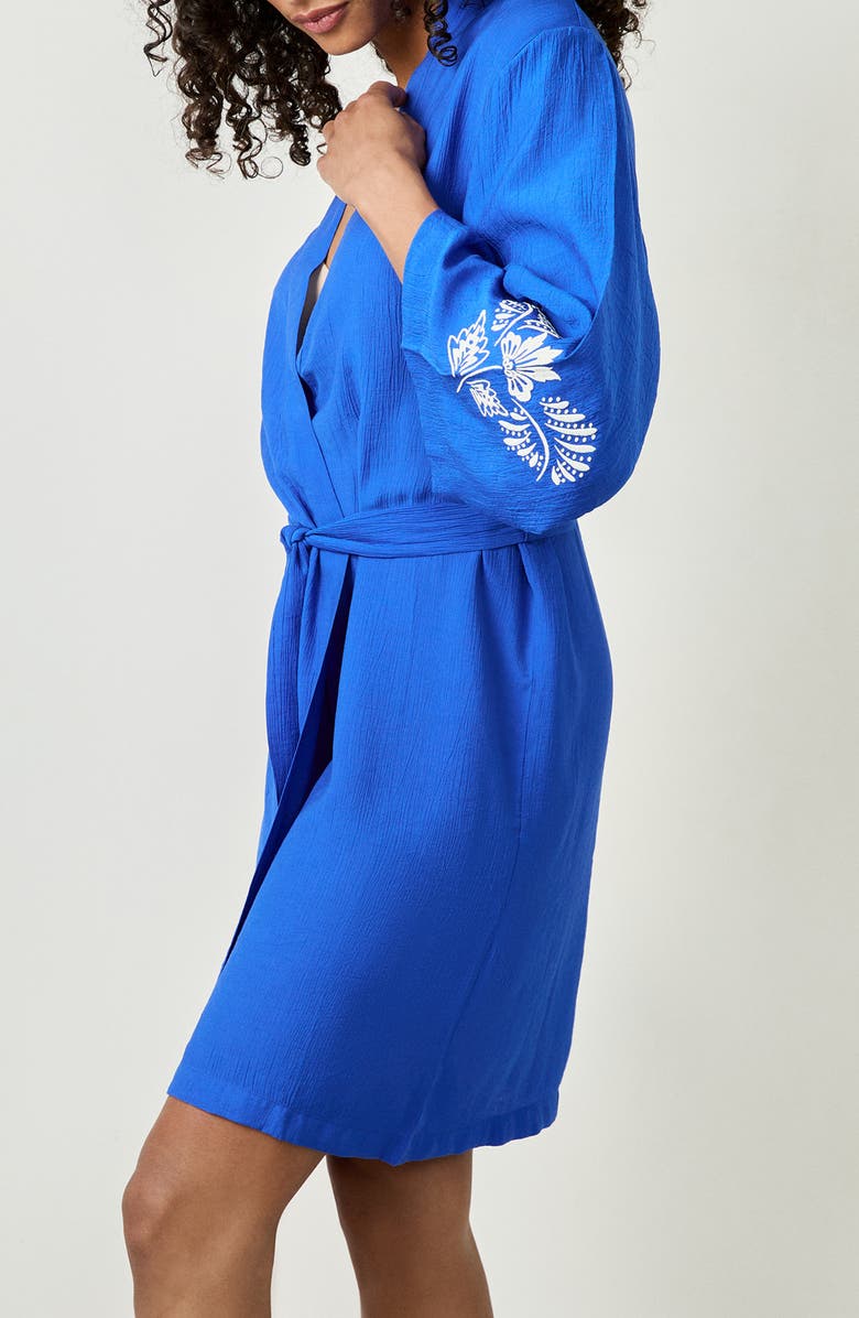 Etam Beste Crinkled Robe, Alternate, color, Royal Blue