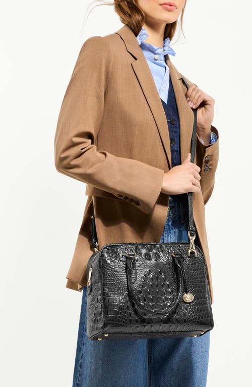 Brahmin Marissa Croc Embossed Leather Satchel In Black