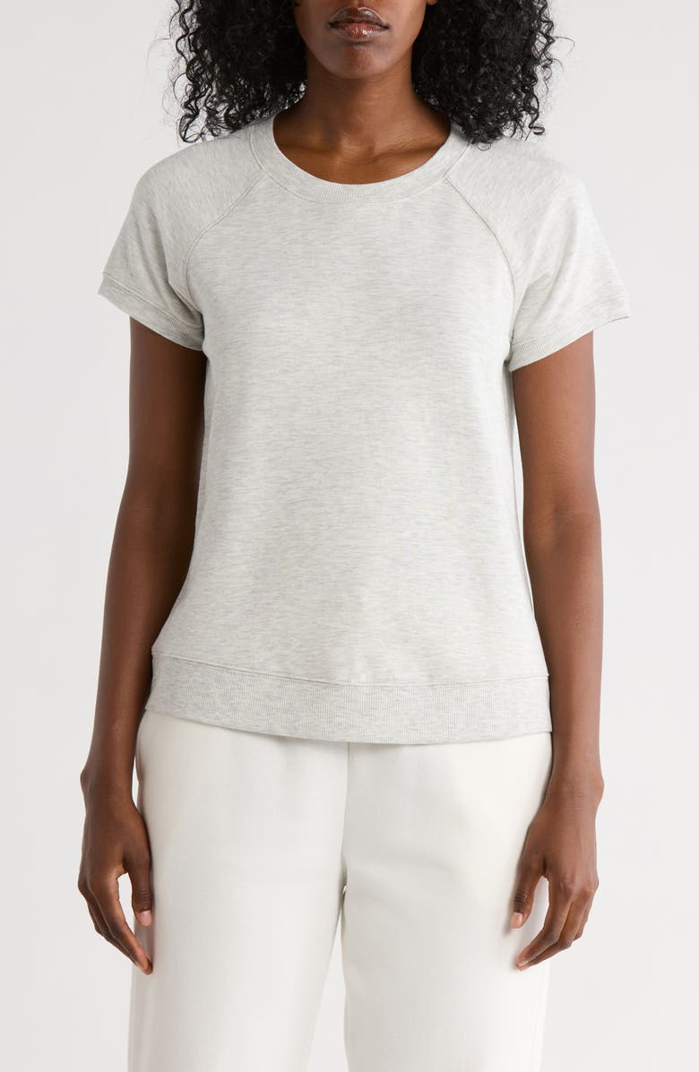 matty m. Raglan Sleeve Fleece T-Shirt, Main, color, Heather Grey