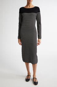 Max Mara Studio Flipper Stripe Long Sleeve Midi Sweater Dress