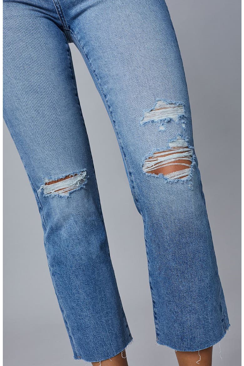 Patti High Waist Raw Hem Ankle Straight Leg Jeans, Alternate, color, DROPLET DISTRESSED