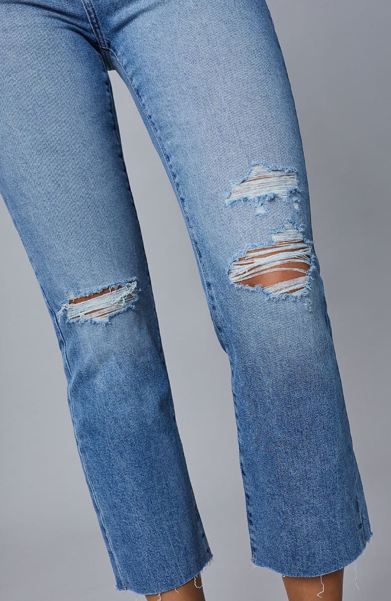 DL1961 Patti High Waist Raw Hem Ankle Straight Leg Jeans, Alternate, color, Droplet Distressed