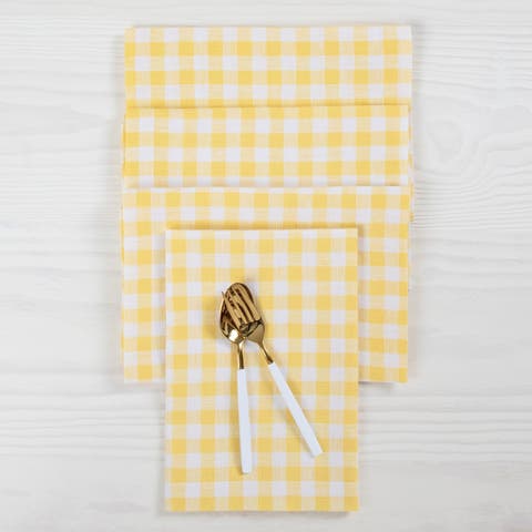 Linen Dinner Napkins - Gingham Check, 20" x 20"