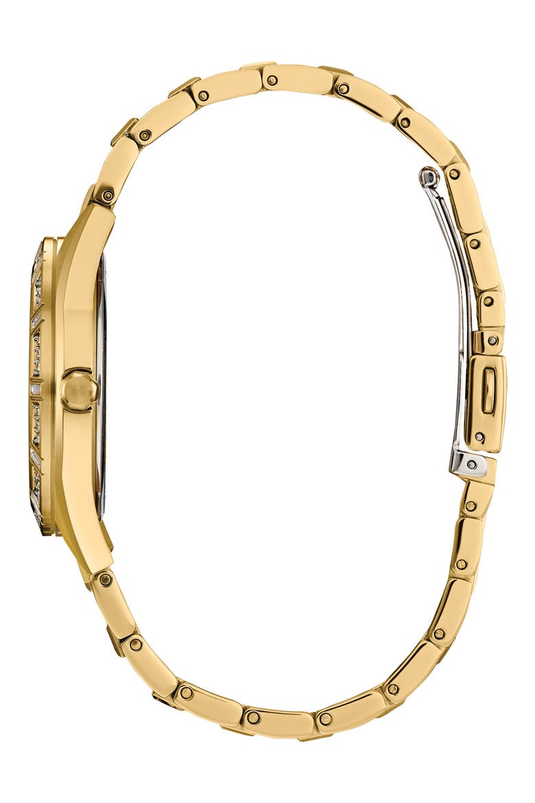 Crystal Mother of Pearl Dial Bracelet Watch, 34mm, Alternate, color, GOLD