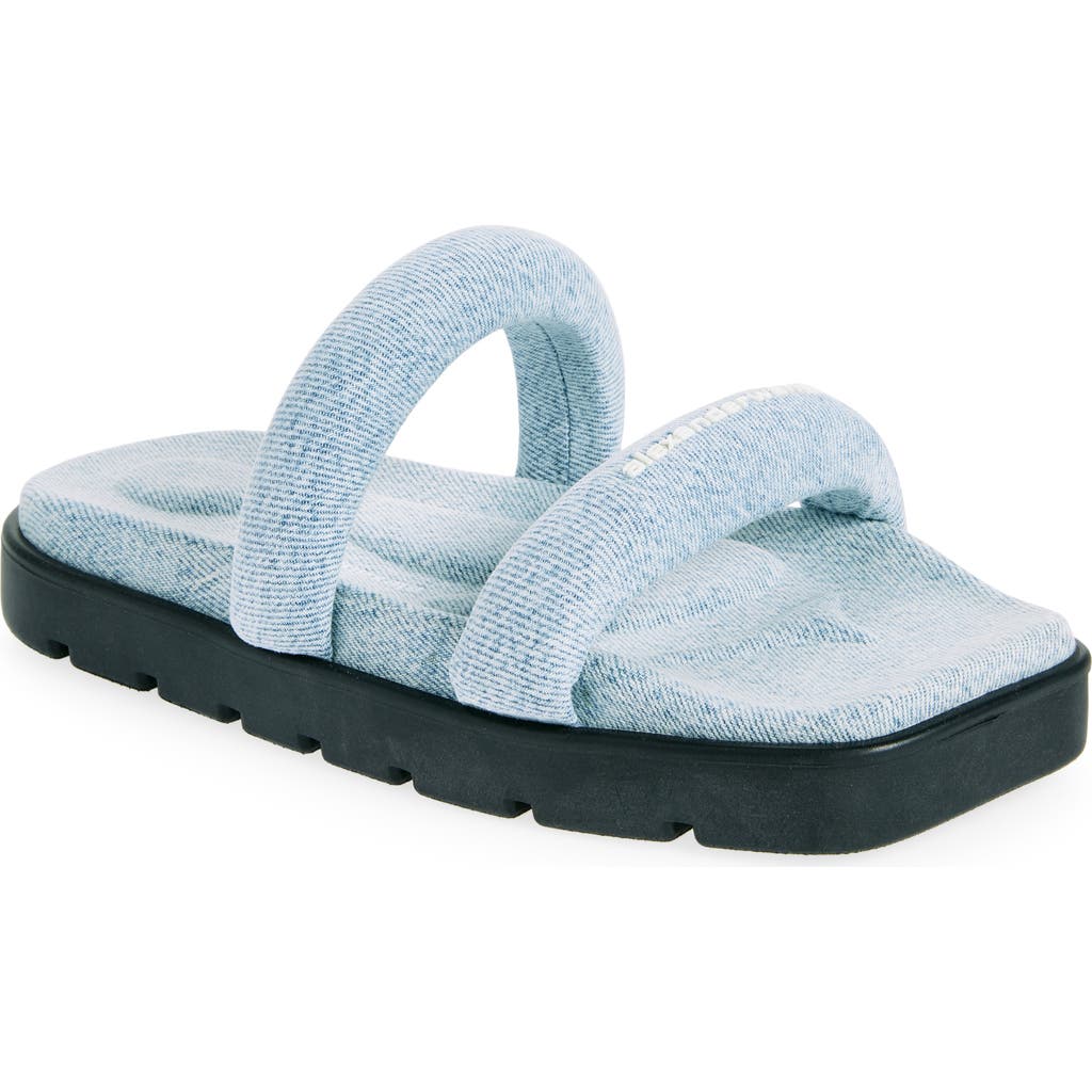 Alexander Wang Jay Flatform Denim Sandals In Pebble Beach