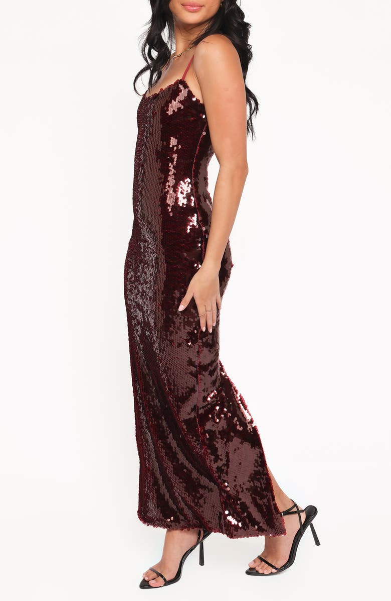 Petal & Pup Orlena Sequin Maxi Dress, Alternate, color, Burgundy