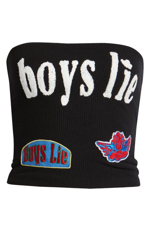 Boys Lie Leave Them On Read Waffle Stitch Tube Top In Black