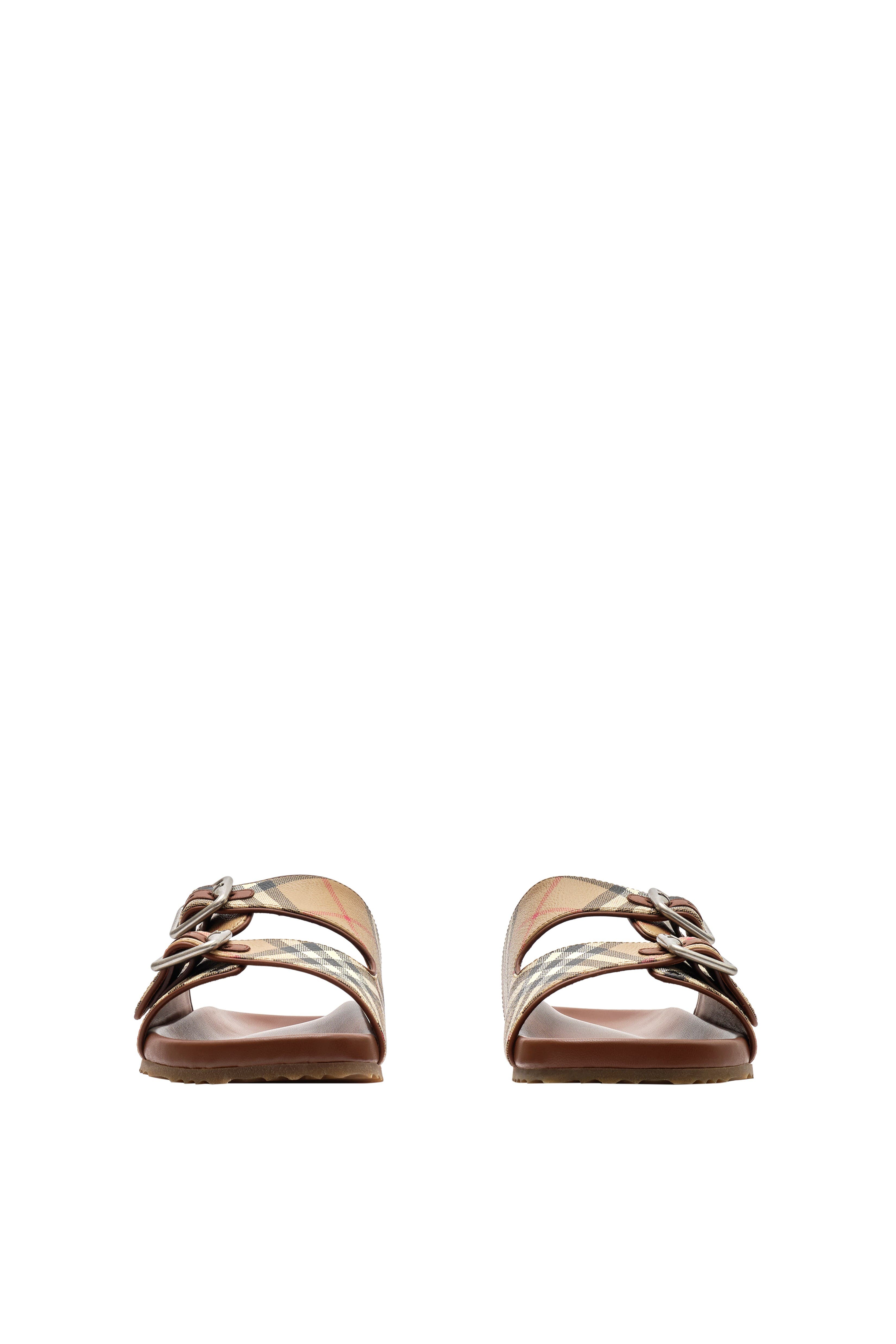 Check and Leather Urchin Sandals, Alternate, color, Archive beige