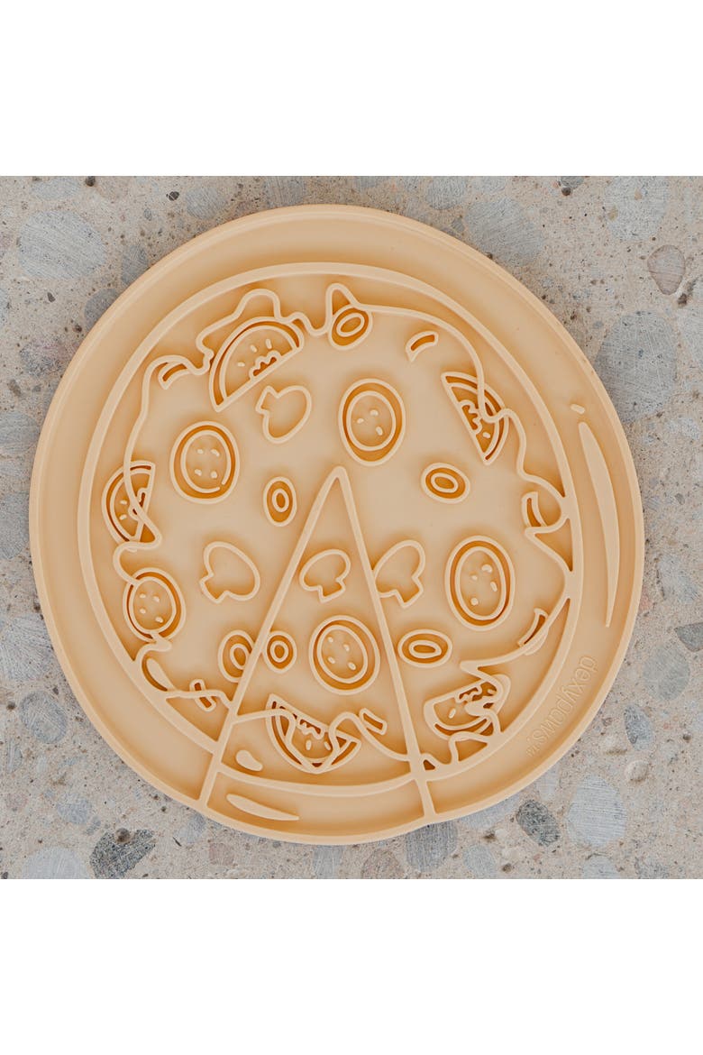 Enrichment Lick Mat Pupperoni Pizza Grooved Silicone, Alternate, color, Brown