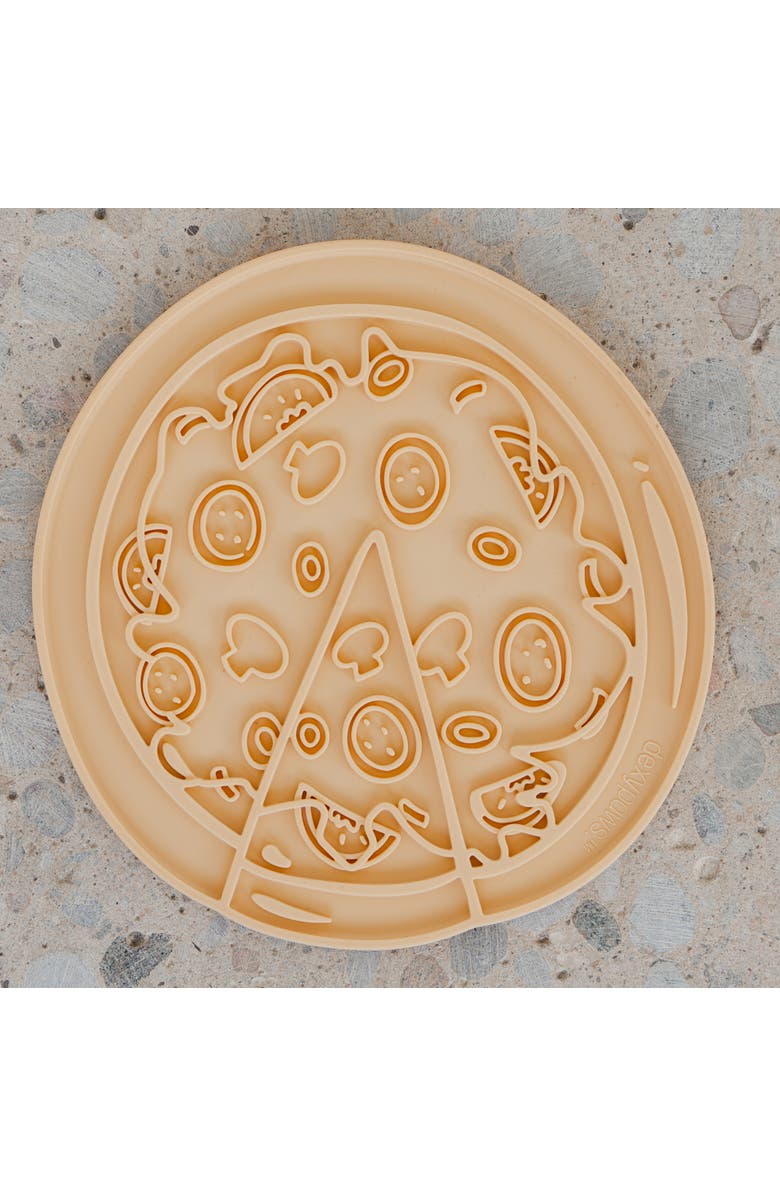 Dexypaws Enrichment Lick Mat Pupperoni Pizza Grooved Silicone, Alternate, color, Brown