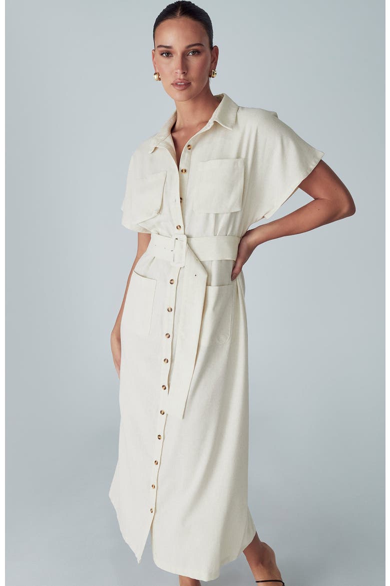 Zel Midi Dress, Alternate, color, Natural