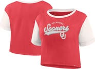 FANATICS Women's Fanatics Branded Crimson Oklahoma Sooners Color-Block Script Tail T-Shirt