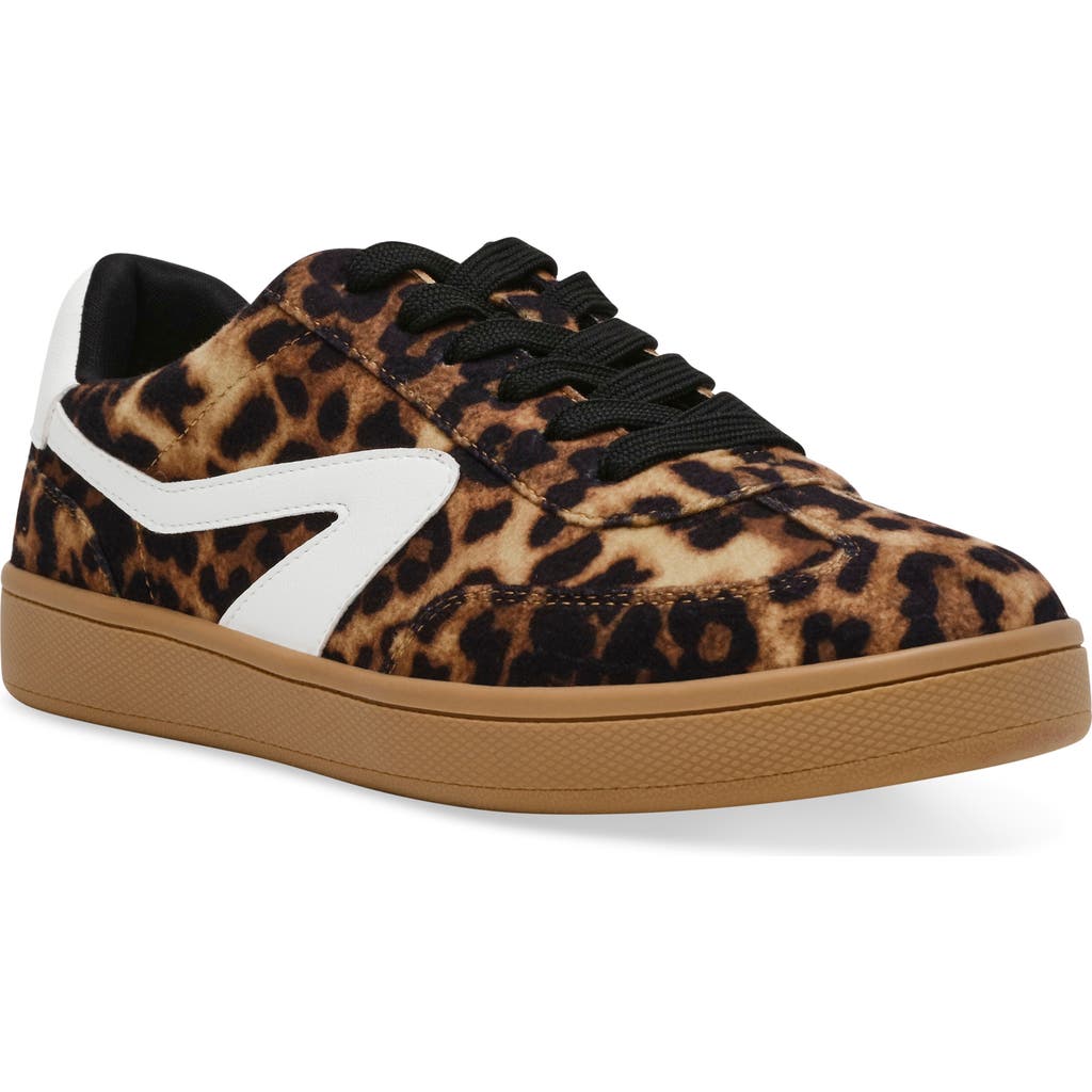 Dolce Vita Voyage Leopard Color Block Lace-up Sneakers In Beige Shiny
